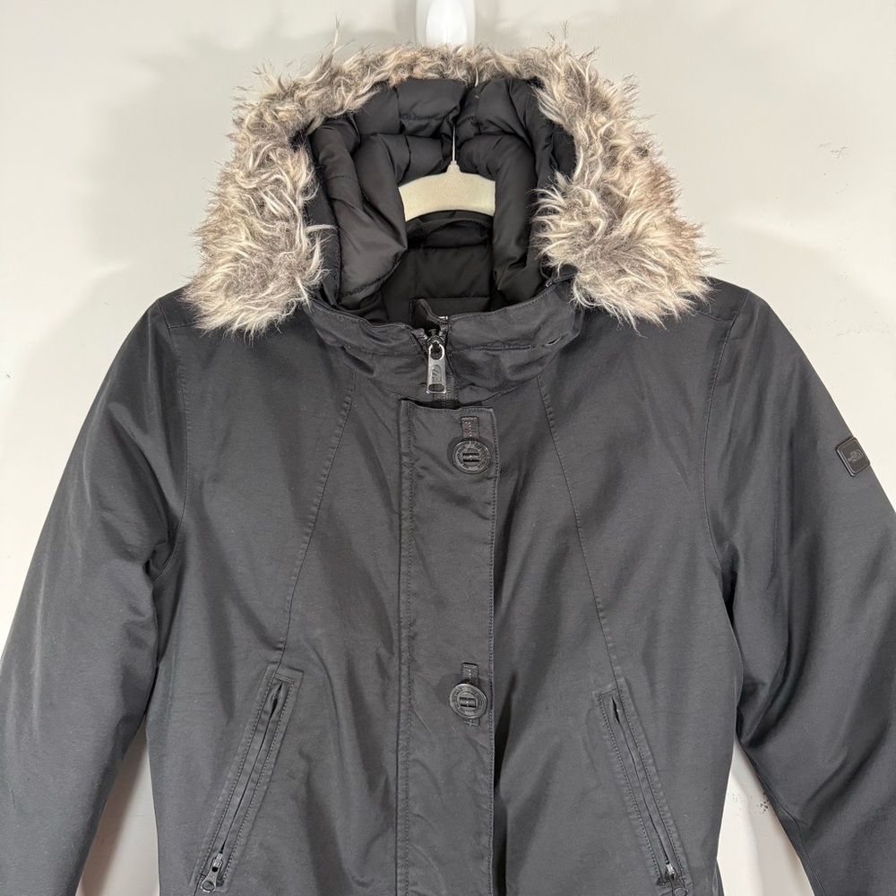 The North Face Mauna Kea Goose Down Jacket Women’s Size Small Black Hooded Parka - Picture 2 of 16
